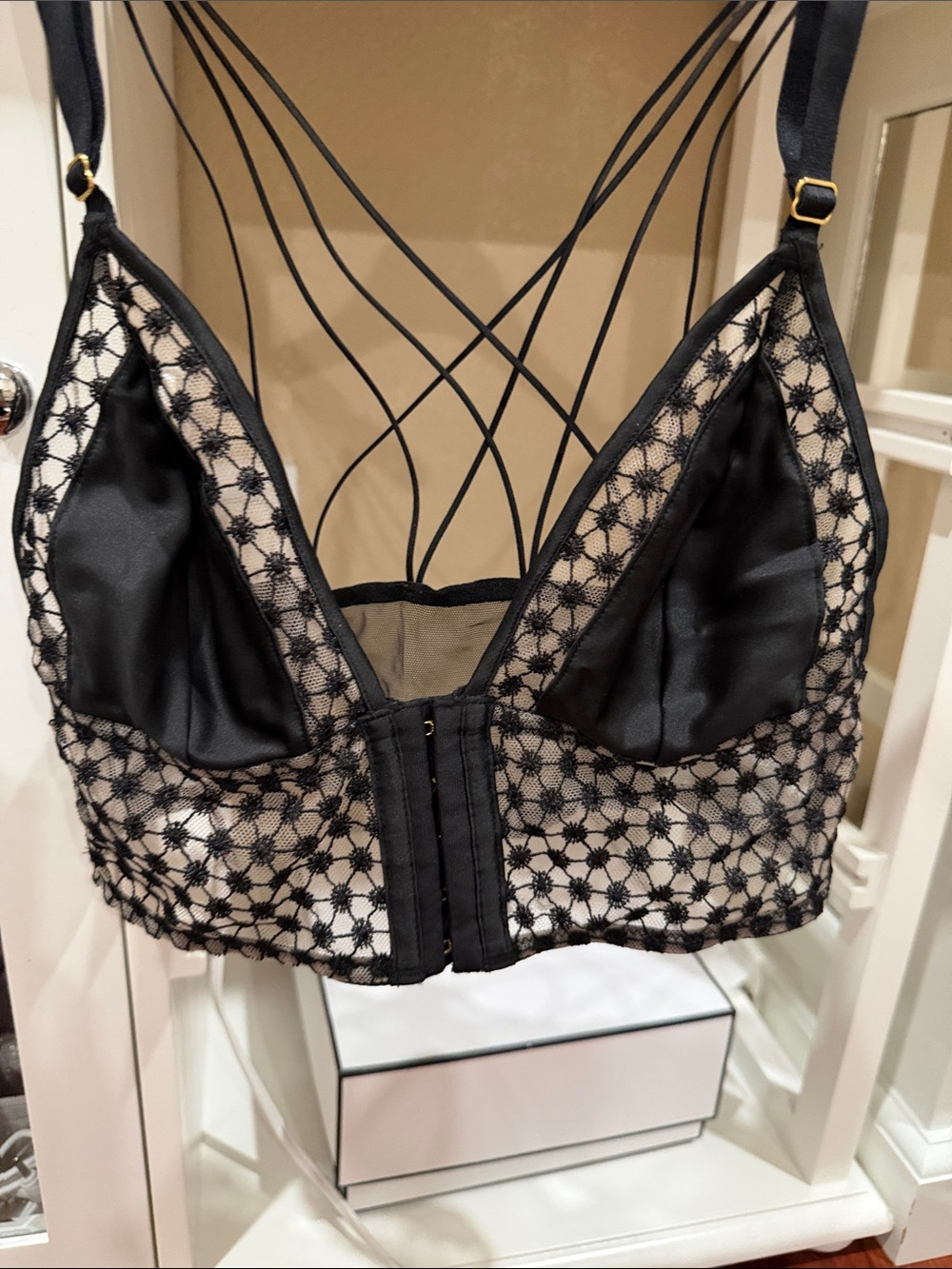 Black Lace Bralette with Strappy Back